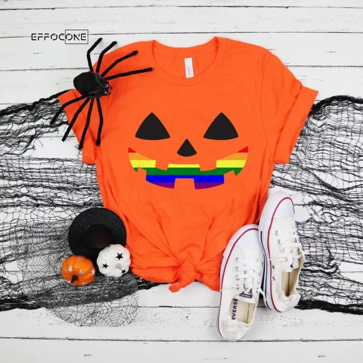 Rainbow Pumpkin Tee, Halloween Shirt, Trick or Treat t-shirt, Funny Halloween Shirt, Gay Halloween Shirt