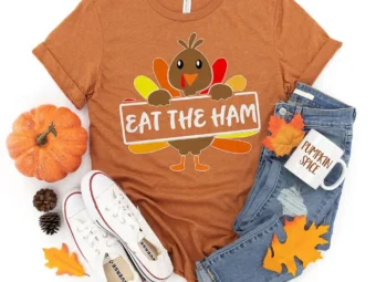 Eat the Ham! Thanksgiving Shirt, Thanksgiving t shirt womens, family thanksgiving shirts, funny Thanksgiving 2021 t-shirts long sleeve