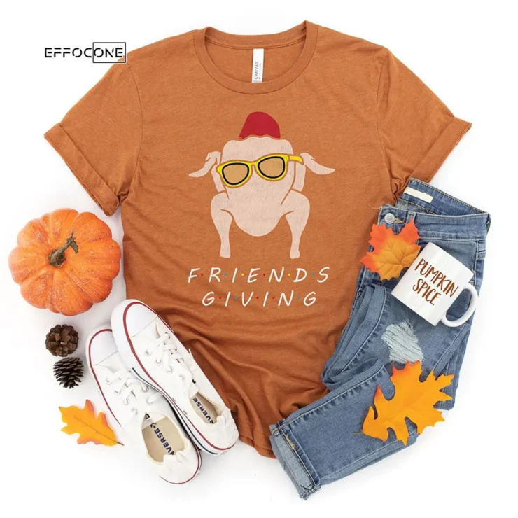 Friends Giving Thanksgiving T-Shirt Thanksgiving Shirt, Thanksgiving t shirt women's, men's, funny Thanksgiving 2021 t-shirts long sleeve