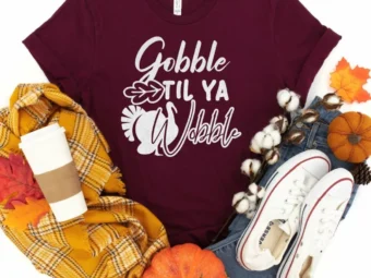 Gobble Til Ya Wobble Thanksgiving Shirt, Thanksgiving t shirt womens, funny Thanksgiving 2021 t-shirts long sleeve