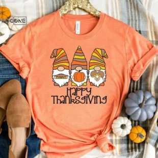 Happy Thanksgiving Gnome Shirt, Fall Pumpkin T-Shirt, Thanksgiving Shirt, Fall Tshirt, Pumpkin Shirt, Thanksgiving Tee