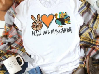 Peace Love Thanksgiving Shirt, Fall Pumpkin T-Shirt, Thanksgiving Shirt, Fall Tshirt, Pumpkin Shirt, Thanksgiving Tee