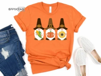 Pilgrim Gnomes Shirt, Fall Pumpkin T-Shirt, Thanksgiving Shirt, Fall Tshirt, Pumpkin Shirt, Gnomes Shirt