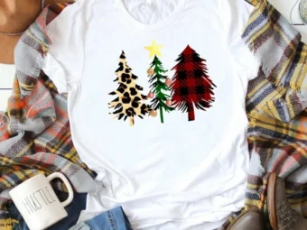 Christmas Tree Shirt, Leopard Christmas Tree Shirt, Christmas T-Shirt, Winter Tshirt, Winter Time Shirt, Cute Fall Shirts, Christmas Gift