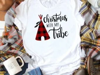 Christmas with my Tribe Shirt , Christmas T-Shirt, Matching Family Christmas Shirts, Christmas Tshirt, Christmas Gift, Family Christmas