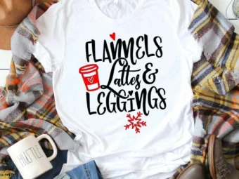 Flannels Lattes and Leggings, Christmas T-Shirt, Christmas TShirt, Winter Tshirt, Winter Time Shirt, Cute Fall Shirts, Christmas Gift