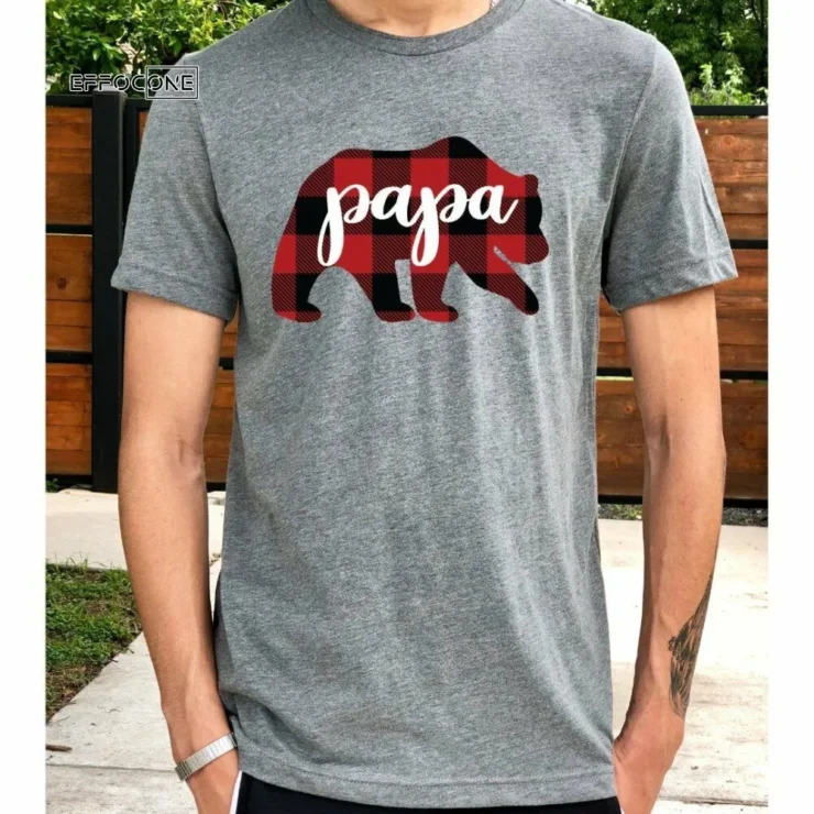 Plaid Papa Bear Shirt, Dad Christmas Shirt, Papa Christmas Tshirt, Dad Holiday Shirt, Seasonal Shirts, Papa Christmas Shirt