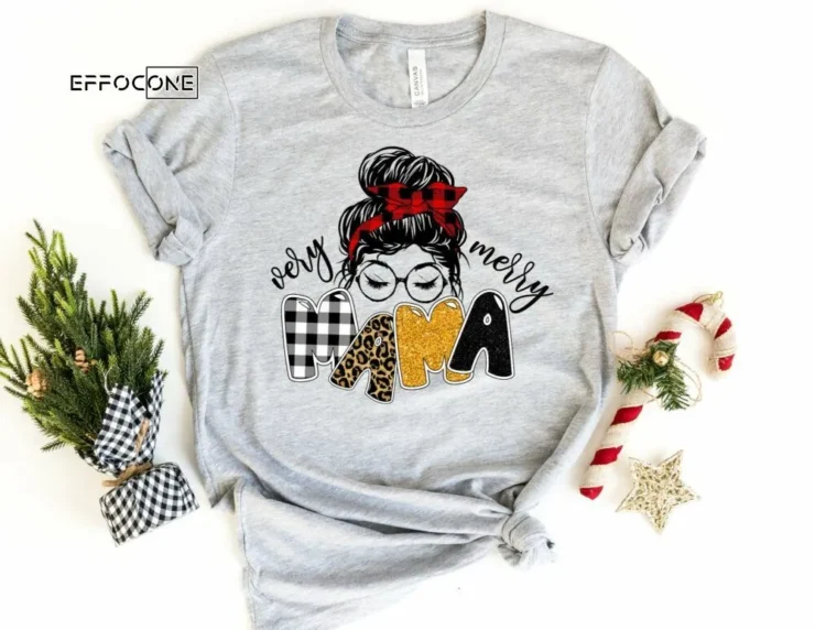 Very Merry Mama Christmas Shirt, Mom Christmas T-Shirt, Mama Christmas TShirt, Winter Tshirt, Winter Time Shirt, Christmas Gift