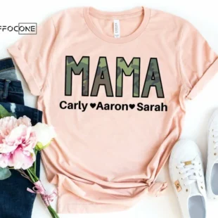 Custom Camo Mama Shirt with Kids Names Shirt Custom Mama