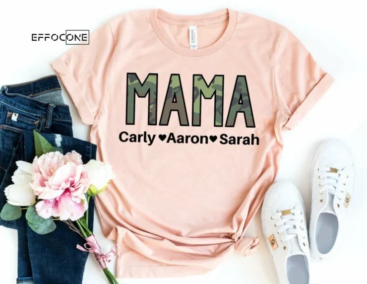 Custom Camo Mama Shirt with Kids Names Shirt Custom Mama