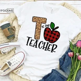 Color T is for Teacher, Leopard Teacher Tee, Teacher