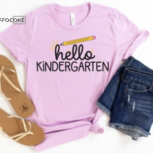 Hello Kindergarten, Floral Teacher Shirt, Kindergarten