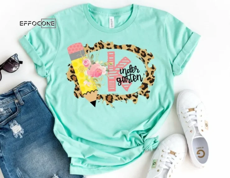 Kindergarten Leopard Shirt, Floral Teacher Shirt