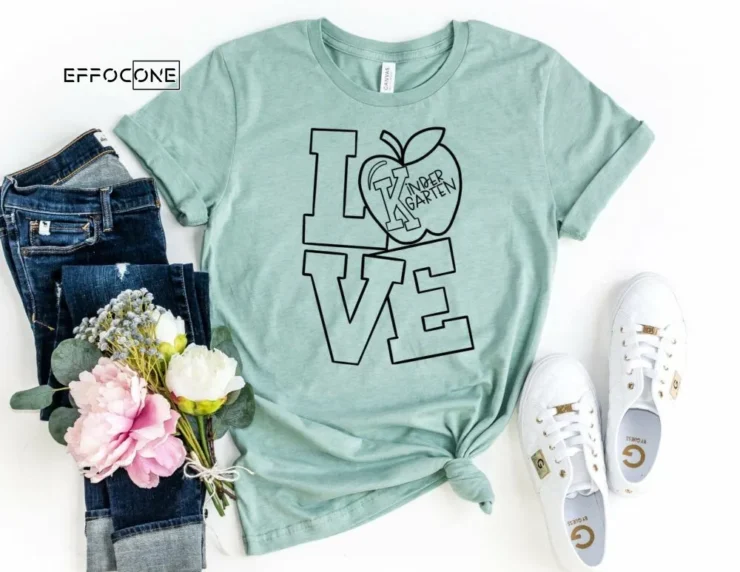 Love Kindergarten Shirt, Kindergarten Teacher Tee