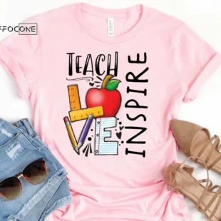 Teach Love Inspire Full Color Shirt, Kindergarten Teacher