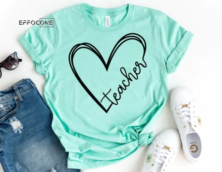 Teacher Heart Shirt, Kindergarten Teacher Tee, Teacher