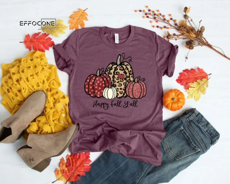 Happy Fall Y'All Thankful Grateful Blessed Shirt