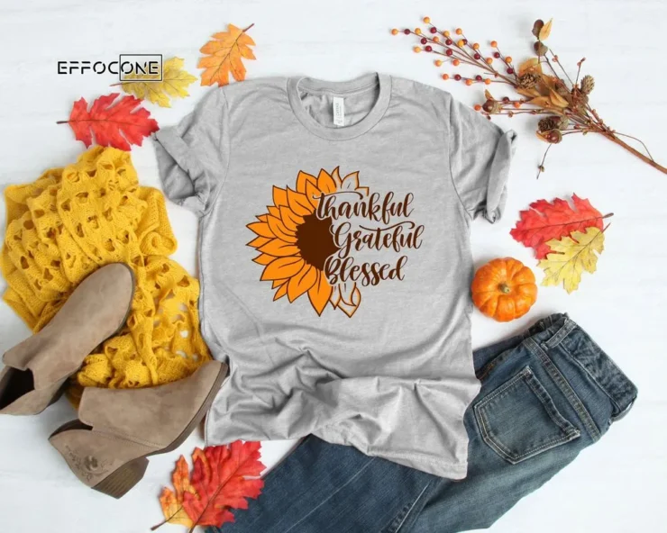 Sunflower Thankful Shirt Love Fall Leopard Print Fall Shirt