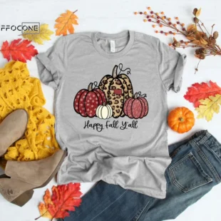 Happy Fall Y'All Thankful Grateful Blessed Shirt