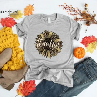 Sunflower Thankful Shirt Love Fall Leopard Print Fall Shirt