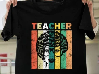 Black Woman Teacher Afro Retro Black History Month Present