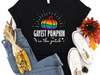 Gayest Pumpkin in the patch Thanksgiving Shirt, Thanksgiving t shirt womens, funny Thanksgiving 2021 t-shirts long sleeve