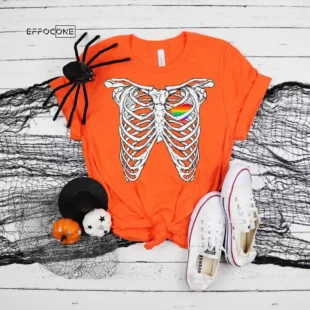 Skeleton Rainbow Heart, Halloween Shirt, Trick or Treat t-shirt, Funny Halloween Shirt, Gay Halloween Shirt