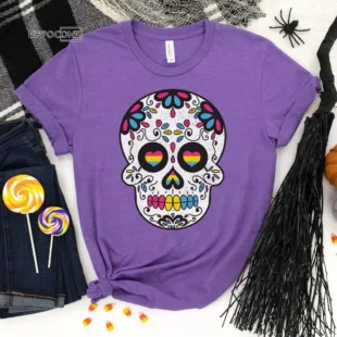 Pansexual Halloween Shirt Sugar Skull , Trick or Treat t-shirt, Funny Halloween Shirt, Gay Halloween Shirt