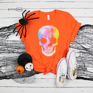 Watercolor Skull Halloween Shirt, Trick or Treat t-shirt, Funny Halloween Shirt, Skull tshirt halloween t shirt