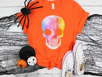Watercolor Skull Halloween Shirt, Trick or Treat t-shirt, Funny Halloween Shirt, Skull tshirt halloween t shirt