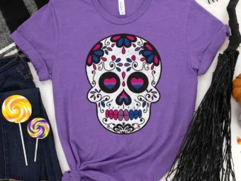 BiSexual Halloween Sugar Skull Shirt, Trick or Treat t-shirt, Funny Halloween Shirt, Gay Halloween Shirt