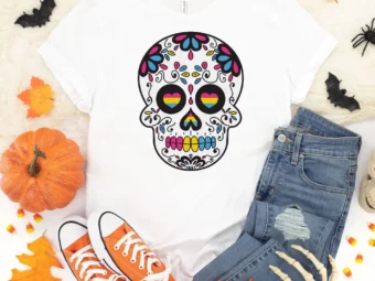 Pansexual Halloween Shirt Sugar Skull , Trick or Treat t-shirt, Funny Halloween Shirt, Gay Halloween Shirt
