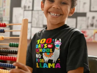 100 Days of School Shirt, No Probllama Lama Face-Mask gift