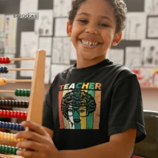 Black Woman Teacher Afro Retro Black History Month Present