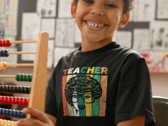 Black Woman Teacher Afro Retro Black History Month Present
