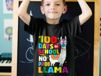 100 Days of School Shirt, No Probllama Lama Face-Mask gift