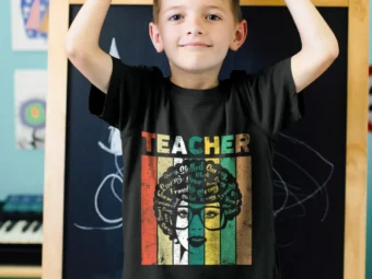 Black Woman Teacher Afro Retro Black History Month Present