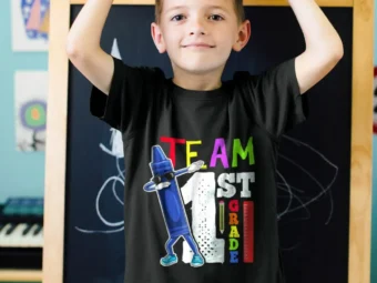 Dabbing Crayon Team First Grader Shirt Back to School Shirts