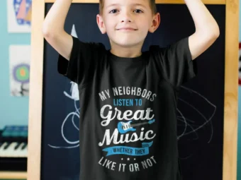 My Neighbors Listen To Great Music T-Shirt Funny Guitar Gift