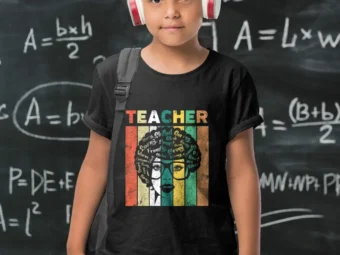 Black Woman Teacher Afro Retro Black History Month Present