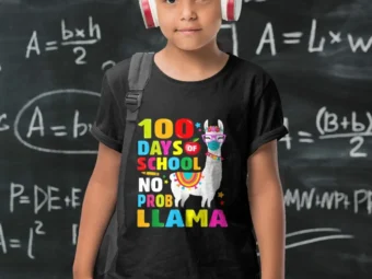 100 Days of School Shirt, No Probllama Lama Face-Mask gift