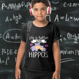 Hippo Lover Shirt Girls LIFE Is Better With HIPPOS Kid Gift