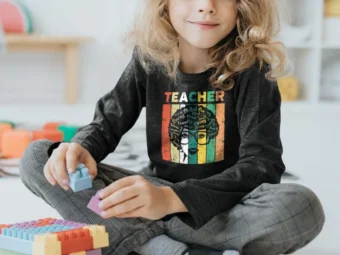 Black Woman Teacher Afro Retro Black History Month Present