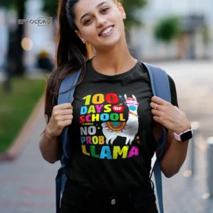 100 Days of School Shirt, No Probllama Lama Face-Mask gift