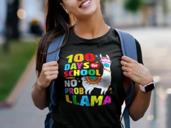 100 Days of School Shirt, No Probllama Lama Face-Mask gift