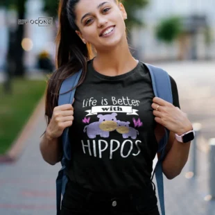 Hippo Lover Shirt Girls LIFE Is Better With HIPPOS Kid Gift