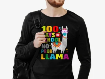 100 Days of School Shirt, No Probllama Lama Face-Mask gift