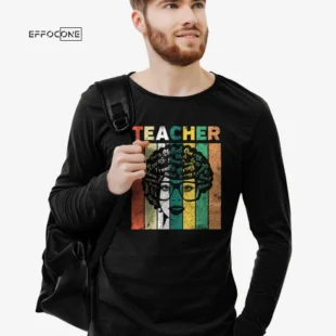 Black Woman Teacher Afro Retro Black History Month Present