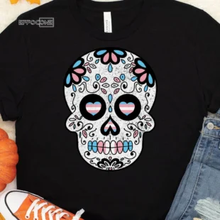 Transgender Halloween Sugar Skull T-Shirt