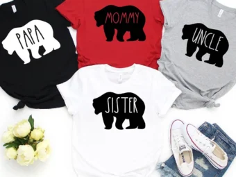 Family Bear Mommy Papa T-shirt